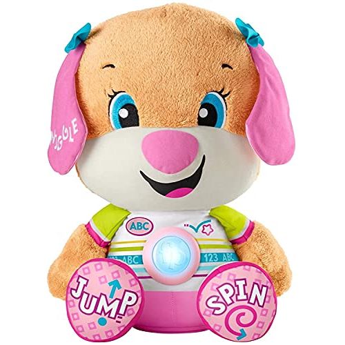  Fisher-Price Laugh & Learn So Big Sis, Large Musical Plush Puppy Toy with Learning Content for Infants and Toddlers