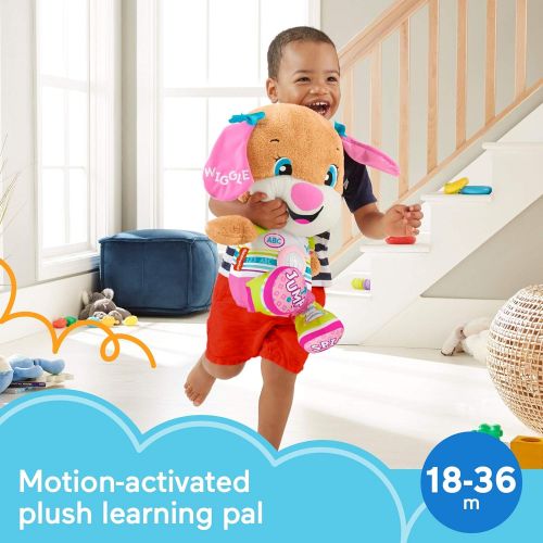  Fisher-Price Laugh & Learn So Big Sis, Large Musical Plush Puppy Toy with Learning Content for Infants and Toddlers