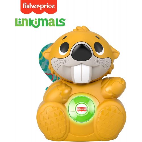  Fisher-Price Linkimals Boppin’ Beaver - UK English Edition, Light-up Musical Activity Toy for Baby