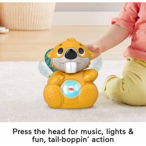  Fisher-Price Linkimals Boppin’ Beaver - UK English Edition, Light-up Musical Activity Toy for Baby