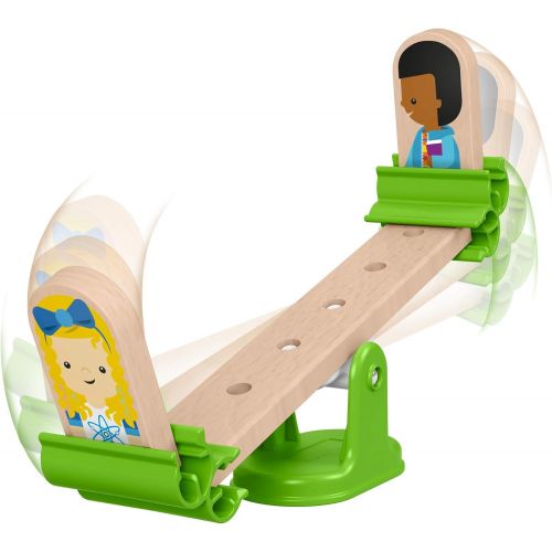  Fisher-Price Wonder Makers Slide & Ride Schoolyard - 75+ Piece Building and Wooden Track Play Set for Ages 3 Years & Up