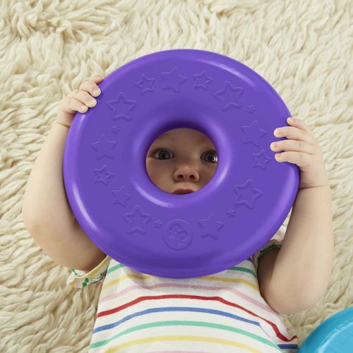  Fisher-Price Giant Rock-a-Stack, 14-inch Tall Stacking Toy with 6 Colorful Rings for Baby to Grasp, Shake, and Stack