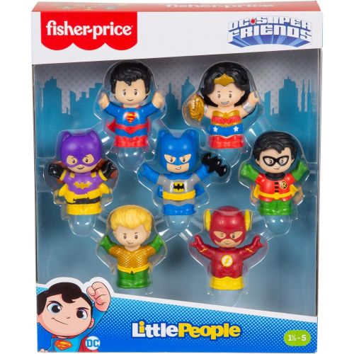  Fisher-Price Little People DC Super Friends Figure Pack, Set of 7 super hero character figures for toddlers and preschool kids ages 18 months to 5 years