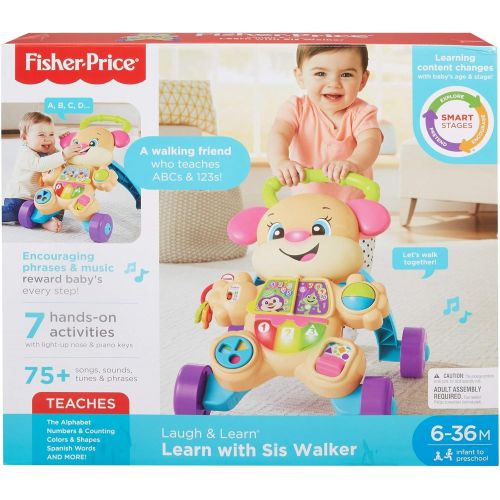  Fisher-Price Laugh & Learn Smart Stages Learn with Sis Walker, Musical Walking Toy for Babies and Toddlers Ages 6 to 36 Months