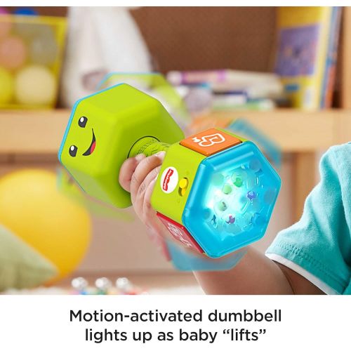  Fisher-Price Laugh & Learn Countin Reps Dumbbell rattle toy with music, lights and learning content for baby and toddler ages 6-36 months