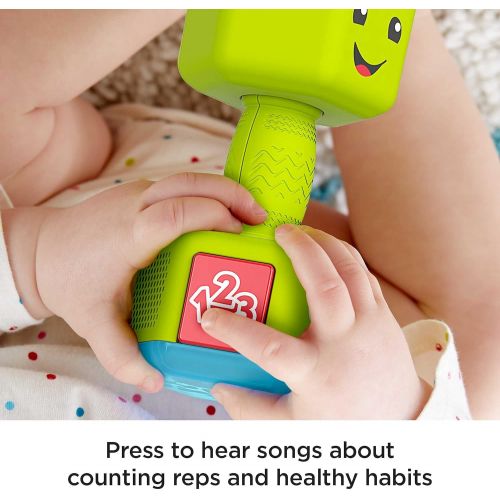  Fisher-Price Laugh & Learn Countin Reps Dumbbell rattle toy with music, lights and learning content for baby and toddler ages 6-36 months