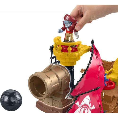  Fisher-Price Imaginext Shark Bite Pirate Ship, Playset with Pirate Figures and Accessories for Preschool Kids Ages 3 to 8 Years