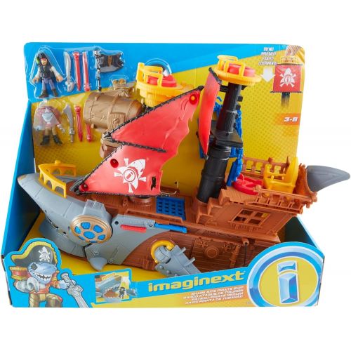  Fisher-Price Imaginext Shark Bite Pirate Ship, Playset with Pirate Figures and Accessories for Preschool Kids Ages 3 to 8 Years