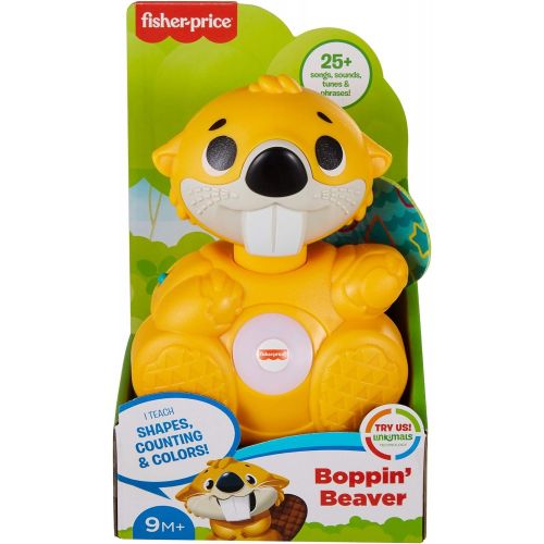  Fisher-Price Linkimals Boppin’ Beaver, Light-up Musical Activity Toy for Baby , Yellow