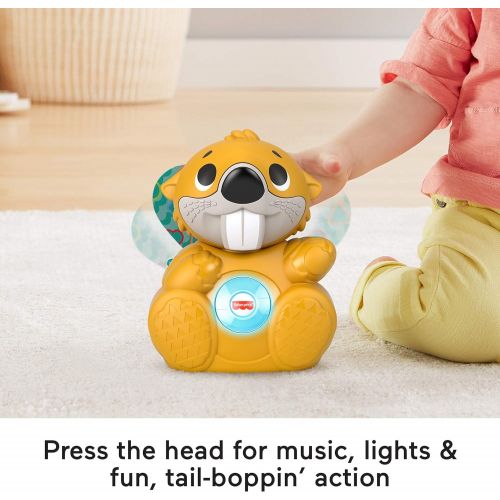  Fisher-Price Linkimals Boppin’ Beaver, Light-up Musical Activity Toy for Baby , Yellow