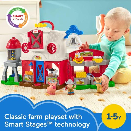  Fisher-Price Little People Caring for Animals Farm Bundle, Electronic Smart Stages Playset and Animals Figure Set for Toddlers Ages 1 and Up
