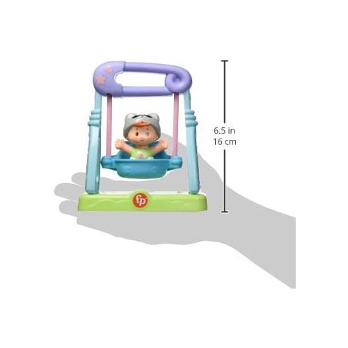  Fisher-Price Little People Swing & Stroll Babies Play Set with Figure and Pretend Outdoor Toys for Toddlers and Preschool Kids