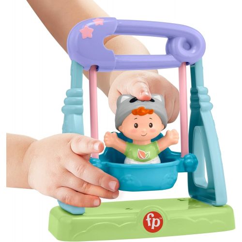  Fisher-Price Little People Swing & Stroll Babies Play Set with Figure and Pretend Outdoor Toys for Toddlers and Preschool Kids