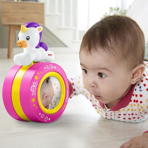  Fisher-Price Crawl Along Musical Unicorn - Develops Gross Motor Skills, Self Discovey and Cause & Effect ~ Great for Tummy Time