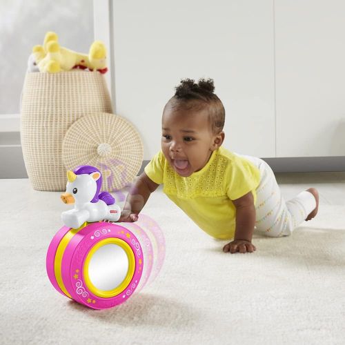  Fisher-Price Crawl Along Musical Unicorn - Develops Gross Motor Skills, Self Discovey and Cause & Effect ~ Great for Tummy Time