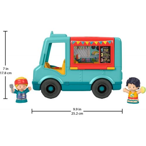  Fisher-Price Little People Serve It Up Food Truck, Push-Along Musical Toy Vehicle with Figures for Toddlers and Preschool Kids Ages 1-5 Years