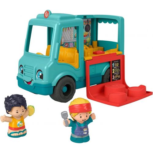  Fisher-Price Little People Serve It Up Food Truck, Push-Along Musical Toy Vehicle with Figures for Toddlers and Preschool Kids Ages 1-5 Years