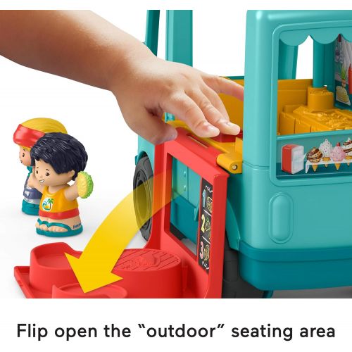  Fisher-Price Little People Serve It Up Food Truck, Push-Along Musical Toy Vehicle with Figures for Toddlers and Preschool Kids Ages 1-5 Years