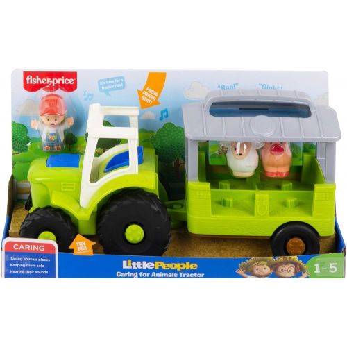  Fisher-Price Little People Caring for Animals Tractor, push-along musical farm truck for toddlers and preschool kids