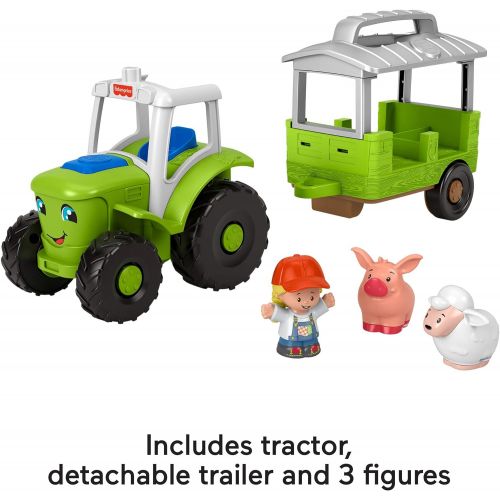  Fisher-Price Little People Caring for Animals Tractor, push-along musical farm truck for toddlers and preschool kids