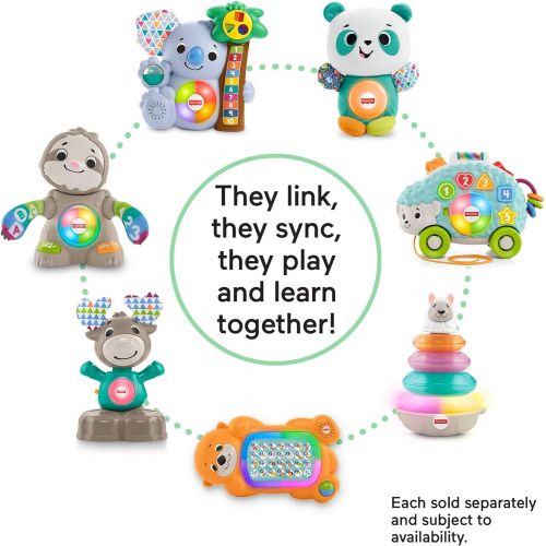  Fisher-Price Linkimals Play Together Panda, musical learning plush toy for babies and toddlers