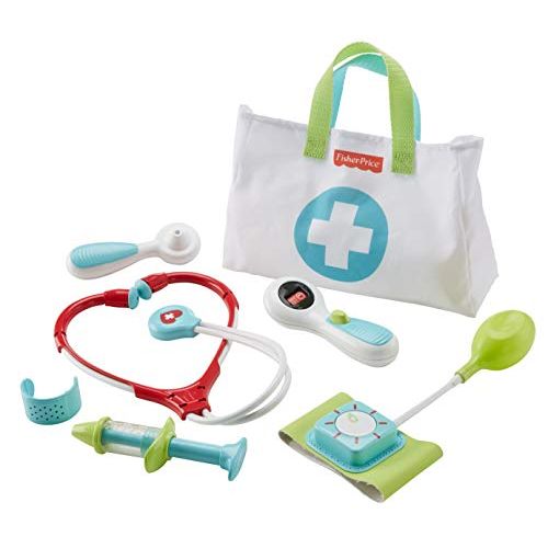  Fisher-Price Medical Kit, 7-Piece Pretend Play Set , White