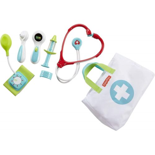  Fisher-Price Medical Kit, 7-Piece Pretend Play Set , White