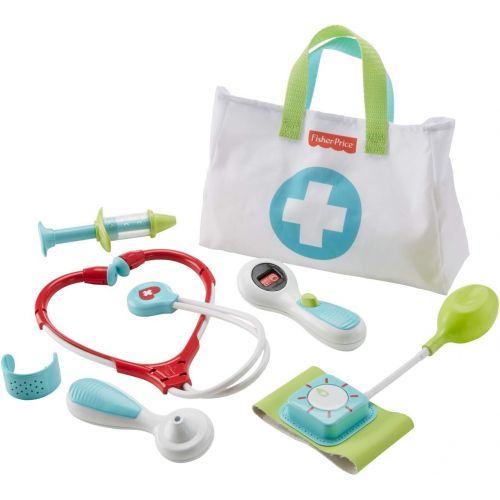  Fisher-Price Medical Kit, 7-Piece Pretend Play Set , White