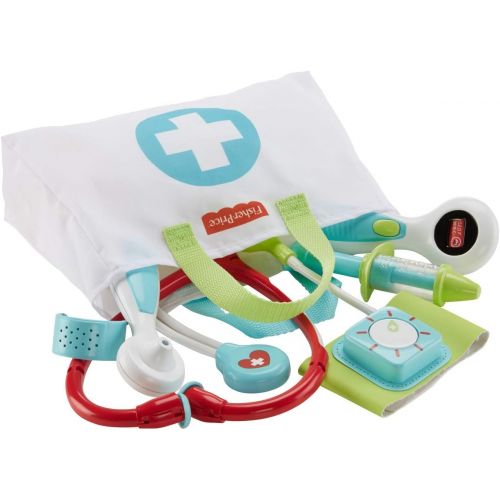  Fisher-Price Medical Kit, 7-Piece Pretend Play Set , White