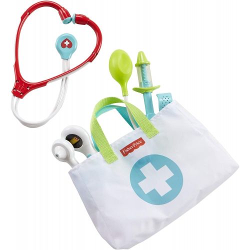  Fisher-Price Medical Kit, 7-Piece Pretend Play Set , White