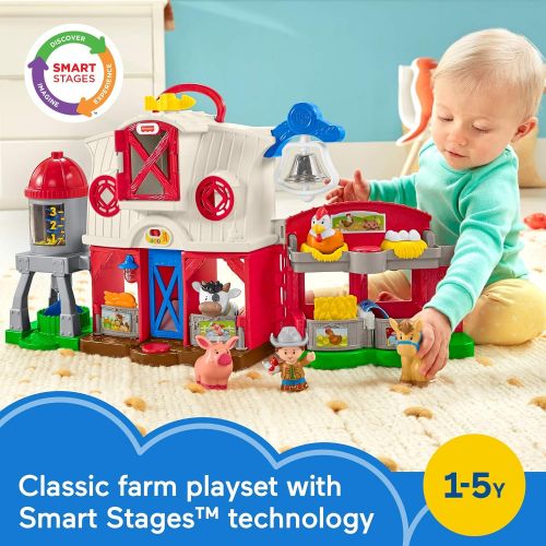  Fisher-Price Little People Caring for Animals Farm Playset with Smart Stages Learning Content for Toddlers and Preschool Kids