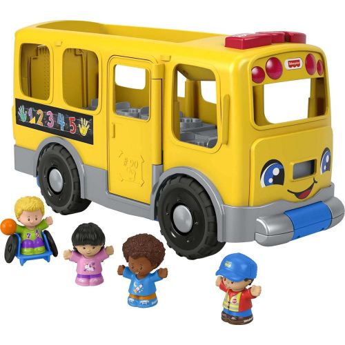  Fisher-Price Little People Big Yellow Bus, musical push and pull toy with Smart Stages for toddlers and preschool kids