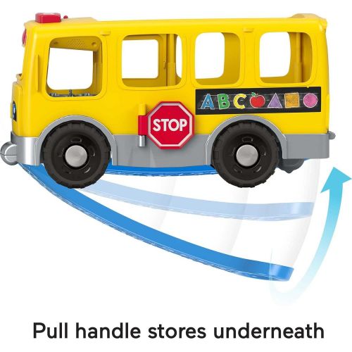  Fisher-Price Little People Big Yellow Bus, musical push and pull toy with Smart Stages for toddlers and preschool kids