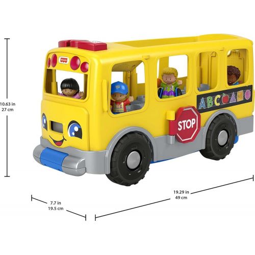  Fisher-Price Little People Big Yellow Bus, musical push and pull toy with Smart Stages for toddlers and preschool kids