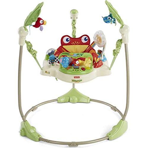  Fisher-Price Rainforest Jumperoo, freestanding baby activity center with lights, music, and toys