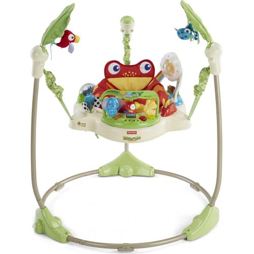  Fisher-Price Rainforest Jumperoo, freestanding baby activity center with lights, music, and toys