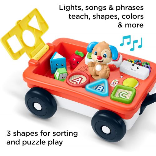  Fisher-Price Laugh & Learn Pull & Play Learning Wagon, pull-toy wagon with music, lights, and learning songs for babies & toddlers ages 6-36 months