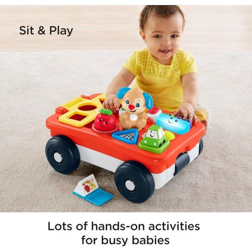  Fisher-Price Laugh & Learn Pull & Play Learning Wagon, pull-toy wagon with music, lights, and learning songs for babies & toddlers ages 6-36 months