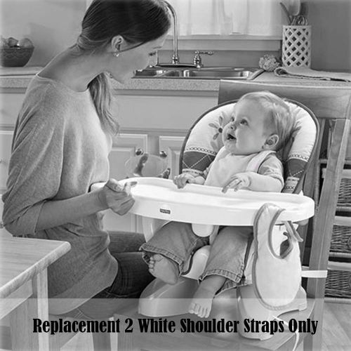  Replacement Parts for Fisher-Price Space Saver High Chair - BGB27 ~ Fits Many Models ~ Includes 2 White Replacement Shoulder Straps