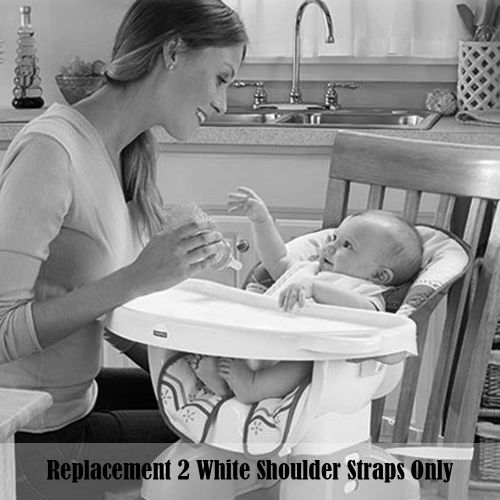  Replacement Parts for Fisher-Price Space Saver High Chair - BGB27 ~ Fits Many Models ~ Includes 2 White Replacement Shoulder Straps