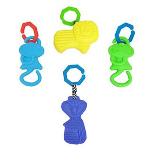  Replacement Toys for Sensory Gym - Fisher-Price Jonathan Alder Sensory Gym for Baby DFP71 ~ Includes 4 Plastic Hanging Toys ~ Blue Monkey, Yellow Lion, Green Monkey and Purple Bear