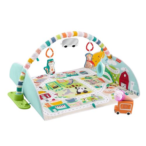  Fisher-Price Activity City Gym to Jumbo Playmat, Infant to Toddler Activity Gym with Music, Lights, Vehicle Toys & Extra-Large Playmat