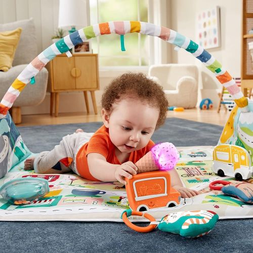  Fisher-Price Activity City Gym to Jumbo Playmat, Infant to Toddler Activity Gym with Music, Lights, Vehicle Toys & Extra-Large Playmat