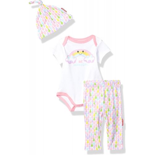  Fisher-Price unisex-baby 3 Piece Short-sleeve Bodysuit, Pant and Cap Layette Set