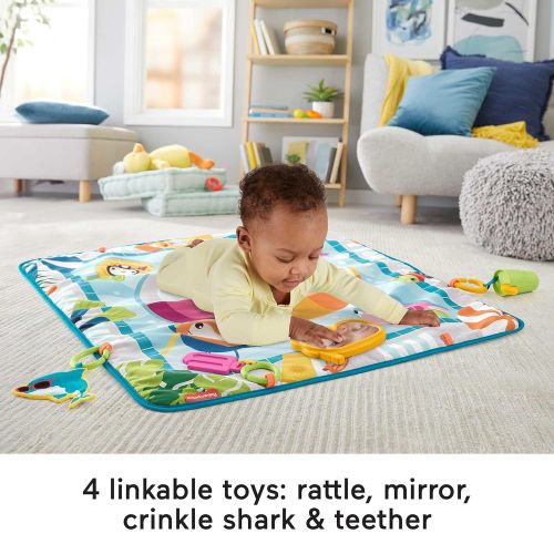  Fisher-Price, FisherPrice Dive Right in Activity Mat PoolThemed playmat with 4 Toys for Newborn Baby, Multicolor