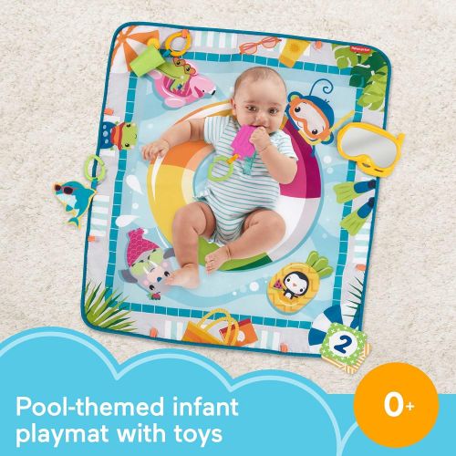  Fisher-Price, FisherPrice Dive Right in Activity Mat PoolThemed playmat with 4 Toys for Newborn Baby, Multicolor