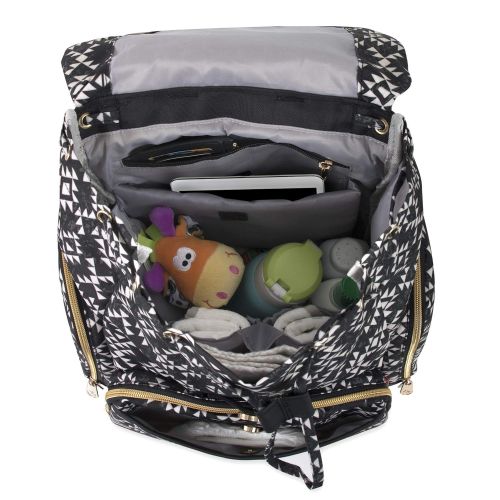  Fisher Price Drawstring Backpack Baby Bag with Insulated Bottle Pocket, Stroller Clips, and Wipe Storage Pocket (Black)