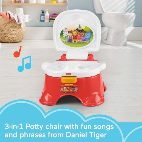  Fisher-Price Daniel Tigers Neighborhood Potty - Daniel Tiger & Friends Themed Convertible Toddler Training Toilet with Potty Ring & Stepstool