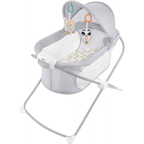  Fisher-Price Soothing View Projection Bassinet ? Fawning Leaves, Folding Portable Bedside Baby Crib with Projection Light [Amazon Exclusive]
