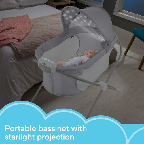  Fisher-Price Soothing View Projection Bassinet ? Fawning Leaves, Folding Portable Bedside Baby Crib with Projection Light [Amazon Exclusive]